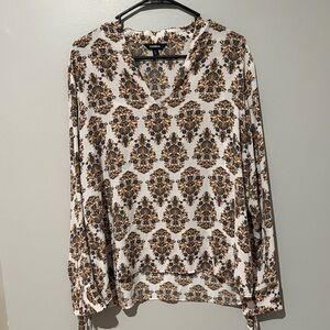 Express Cream and Brown Floral Blouse